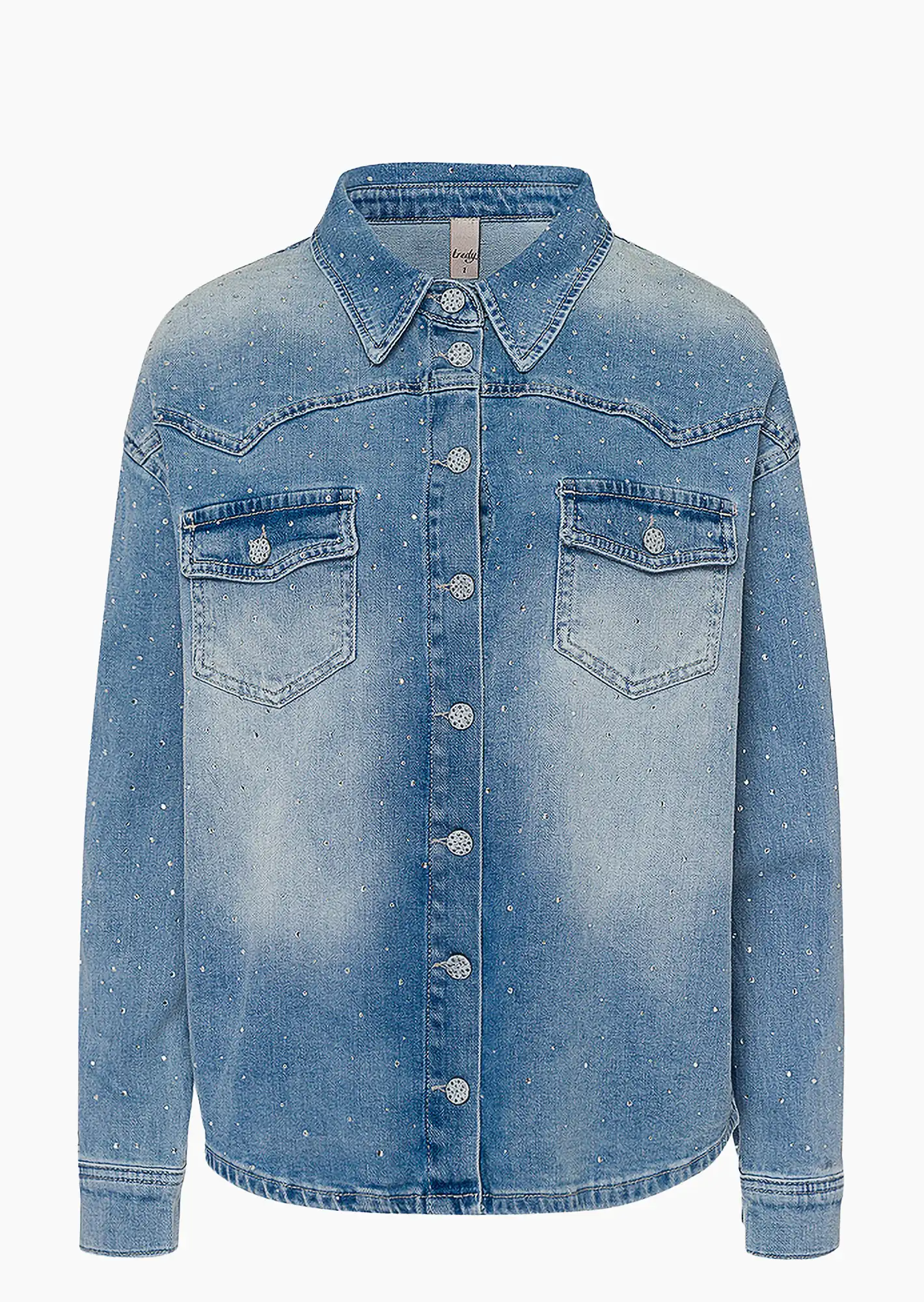 Jeansjacke Ziersteine, light blue denim