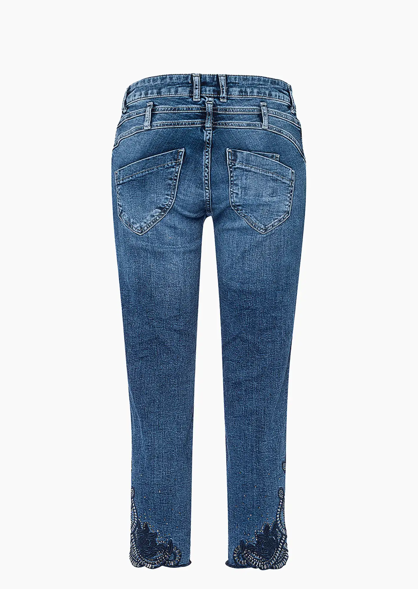 Jeans mit Stickerei, blue denim