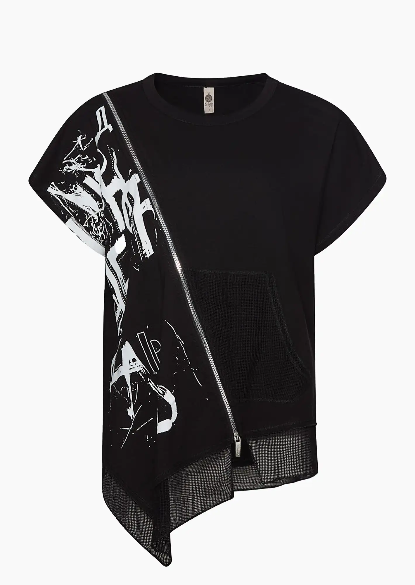 Shirt mit Reißverschluss, schwarz