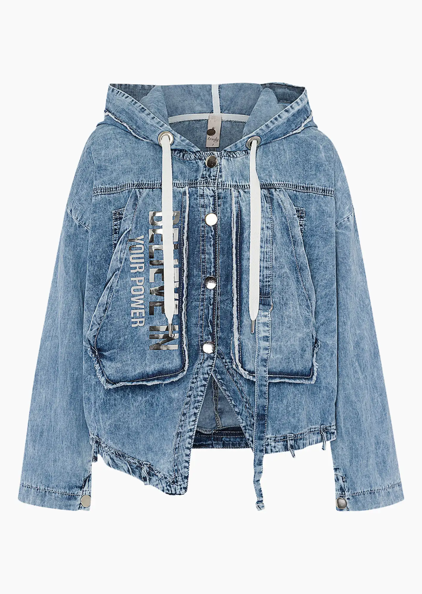 Denim-Jacke 'Believe', light blue denim
