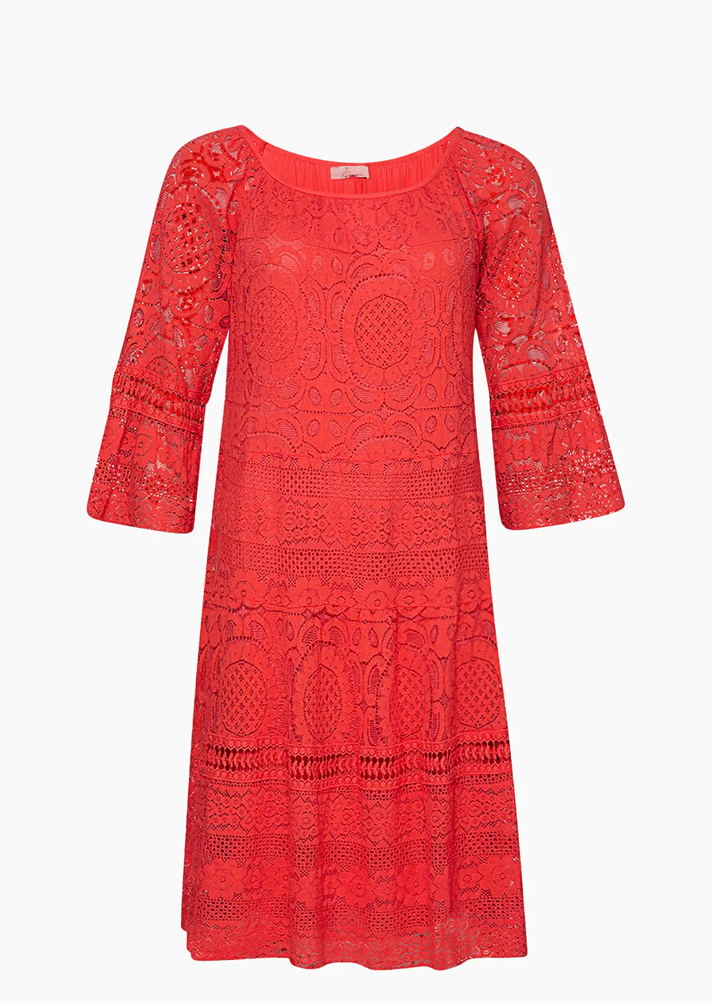 Kleid mit Spitze, koralle