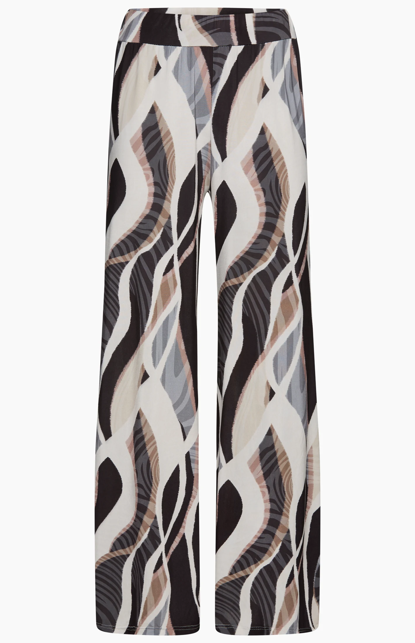 Wide Leg Hose gemustert, schwarz-beige