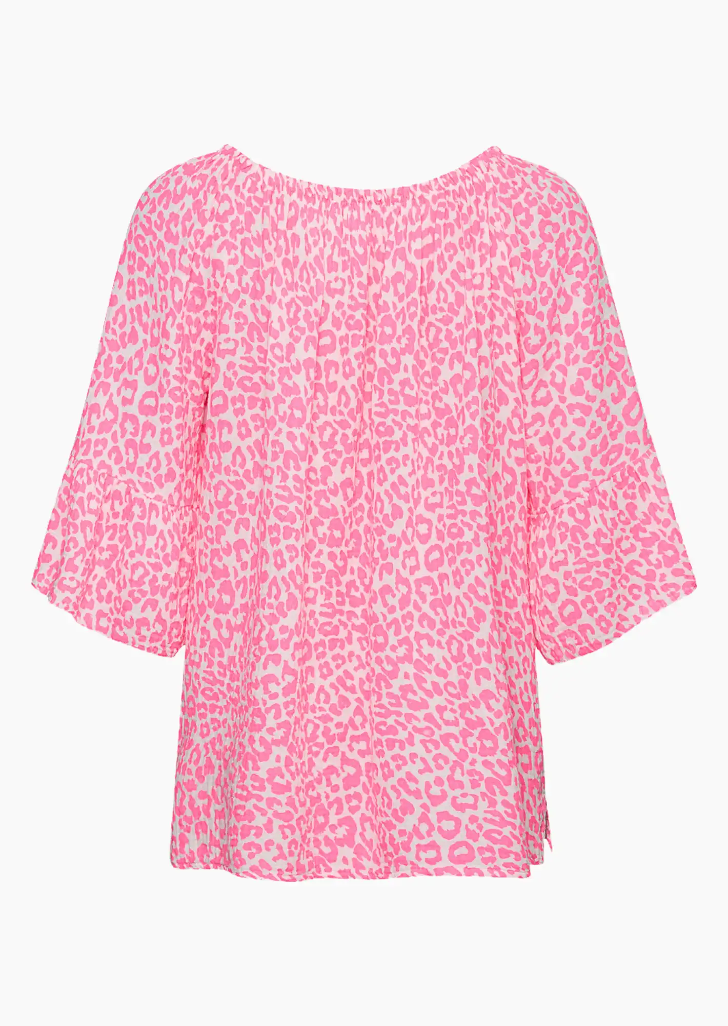 Musselin-Bluse im Animalstyle, neonpink