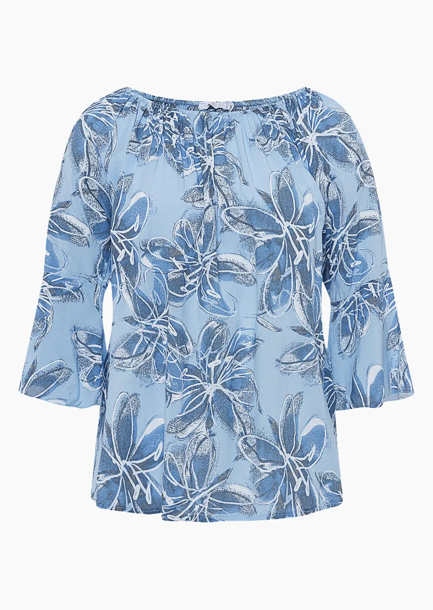 Bluse mit floralem Print, eiskristall