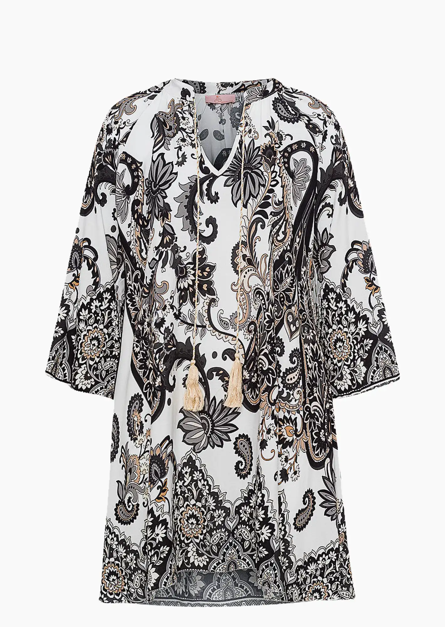 Tunika 'Ornamente', schwarz-offwhite