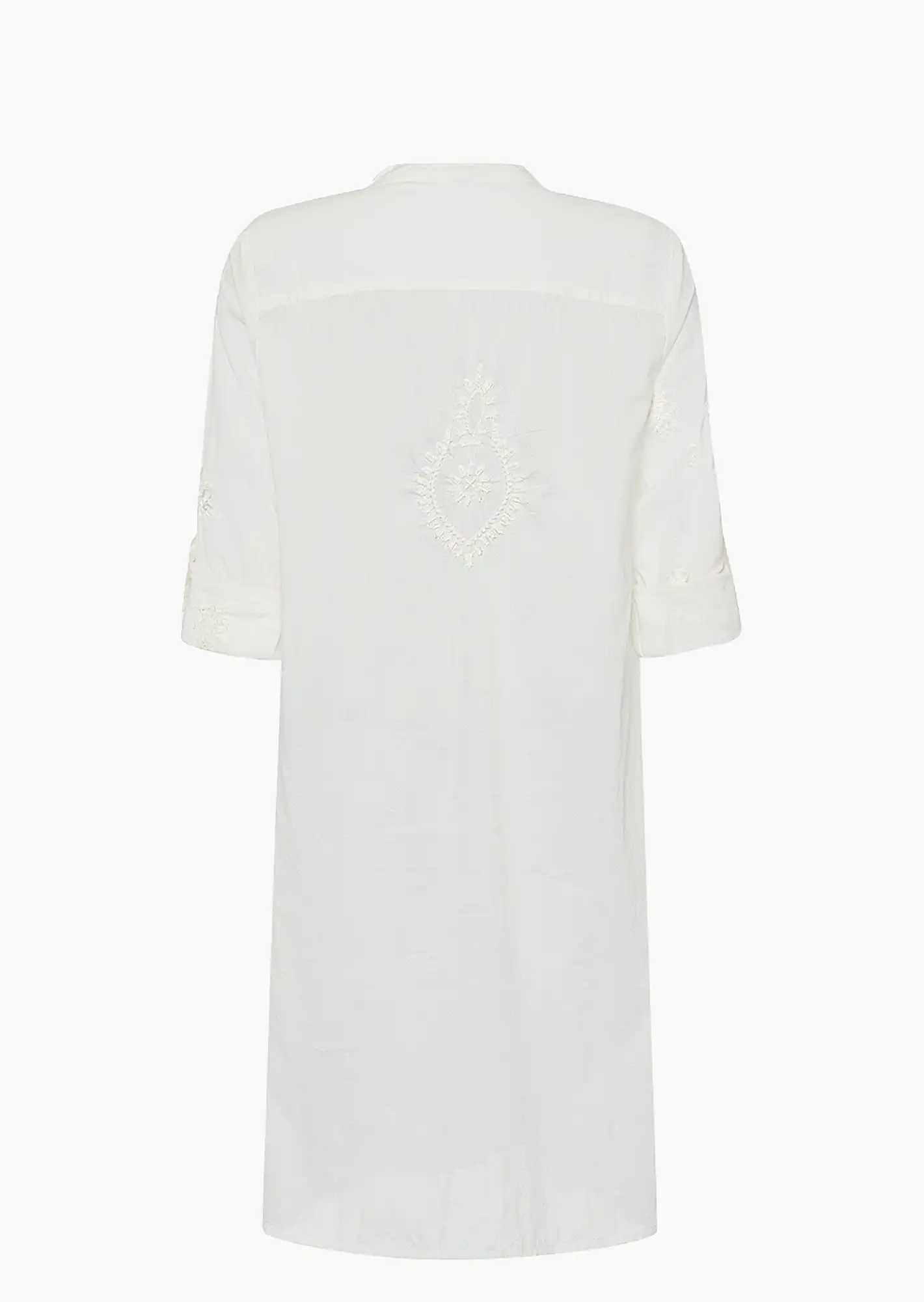 lange Hemdbluse mit Stickerei, offwhite
