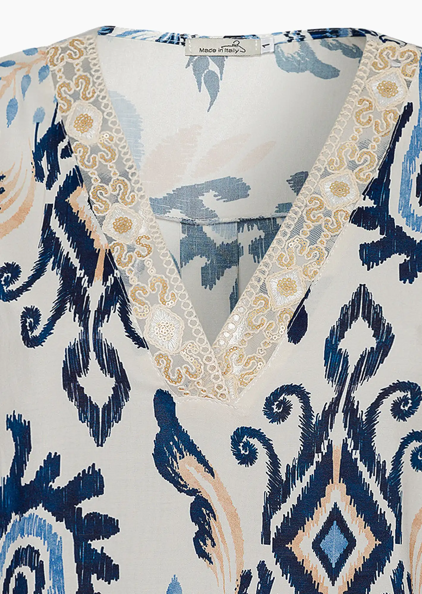 Tunika 'Floral', navy-offwhite
