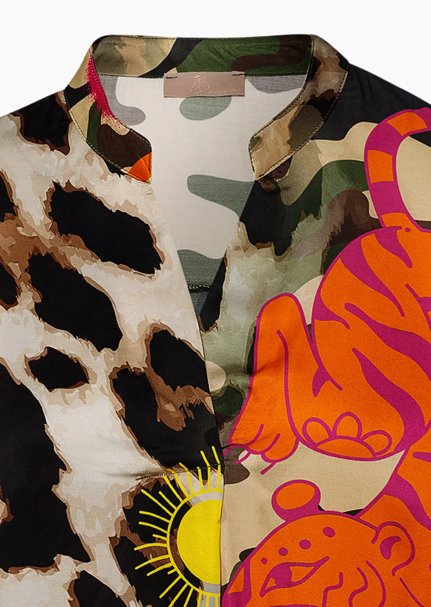 Bluse im Alloverprint 'Good vibes', oliv