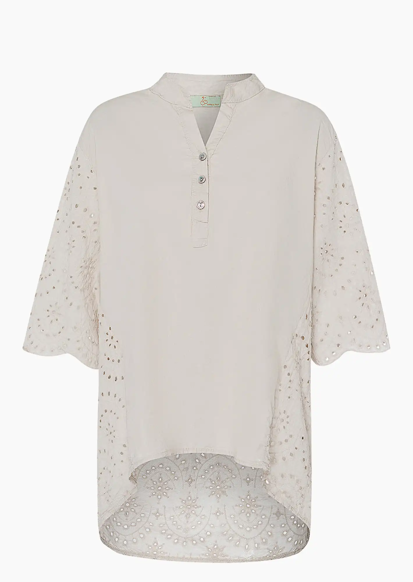 Bluse mit Lochstickerei, crema