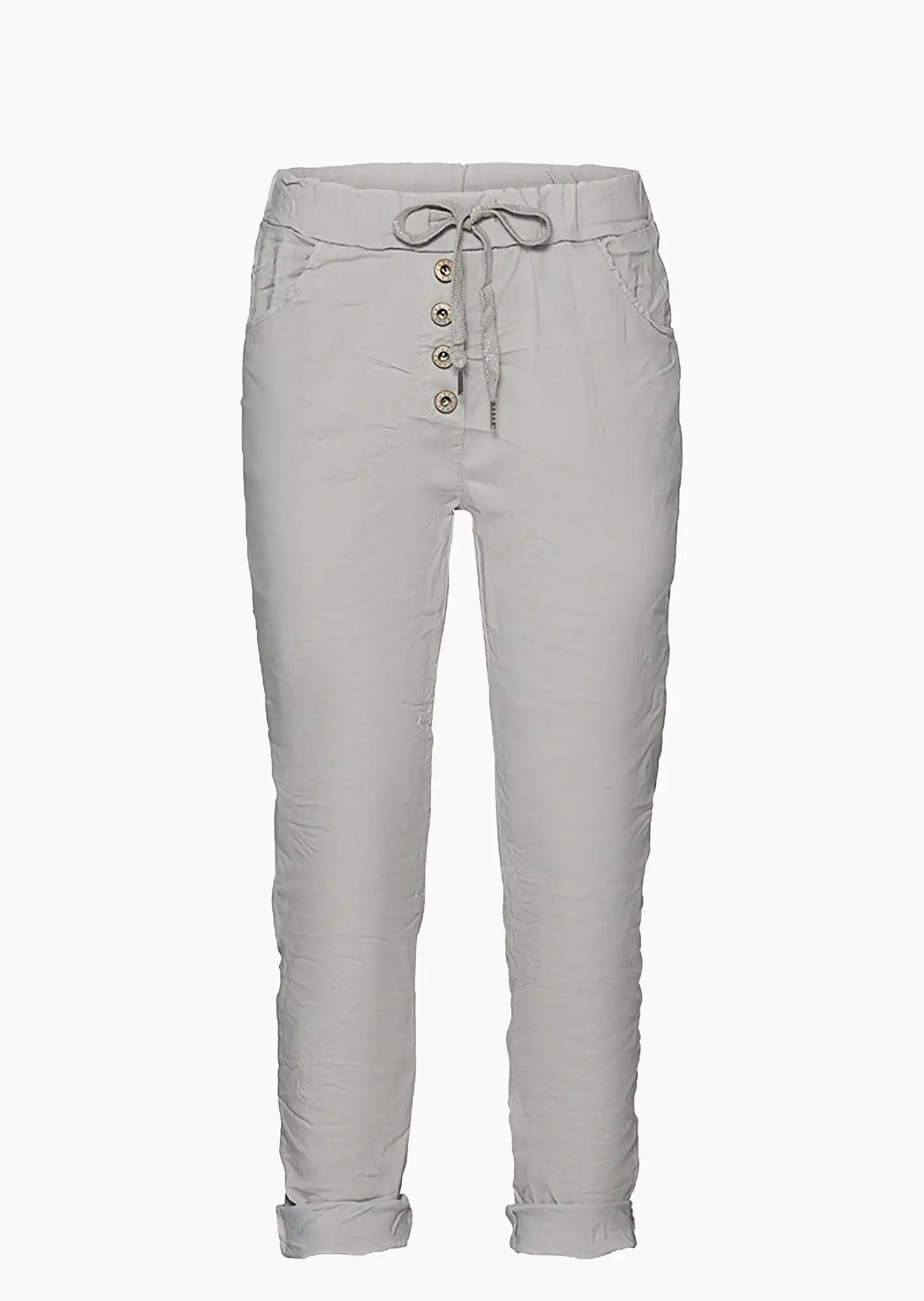 Joggpants mit Knopfleiste, silber