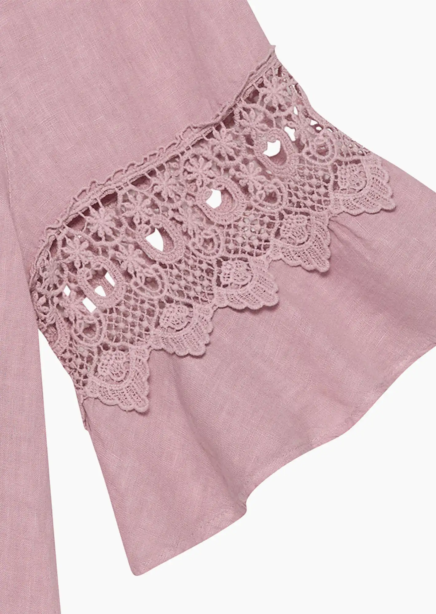 Leinen-Kleid mit Volants, rosenholz