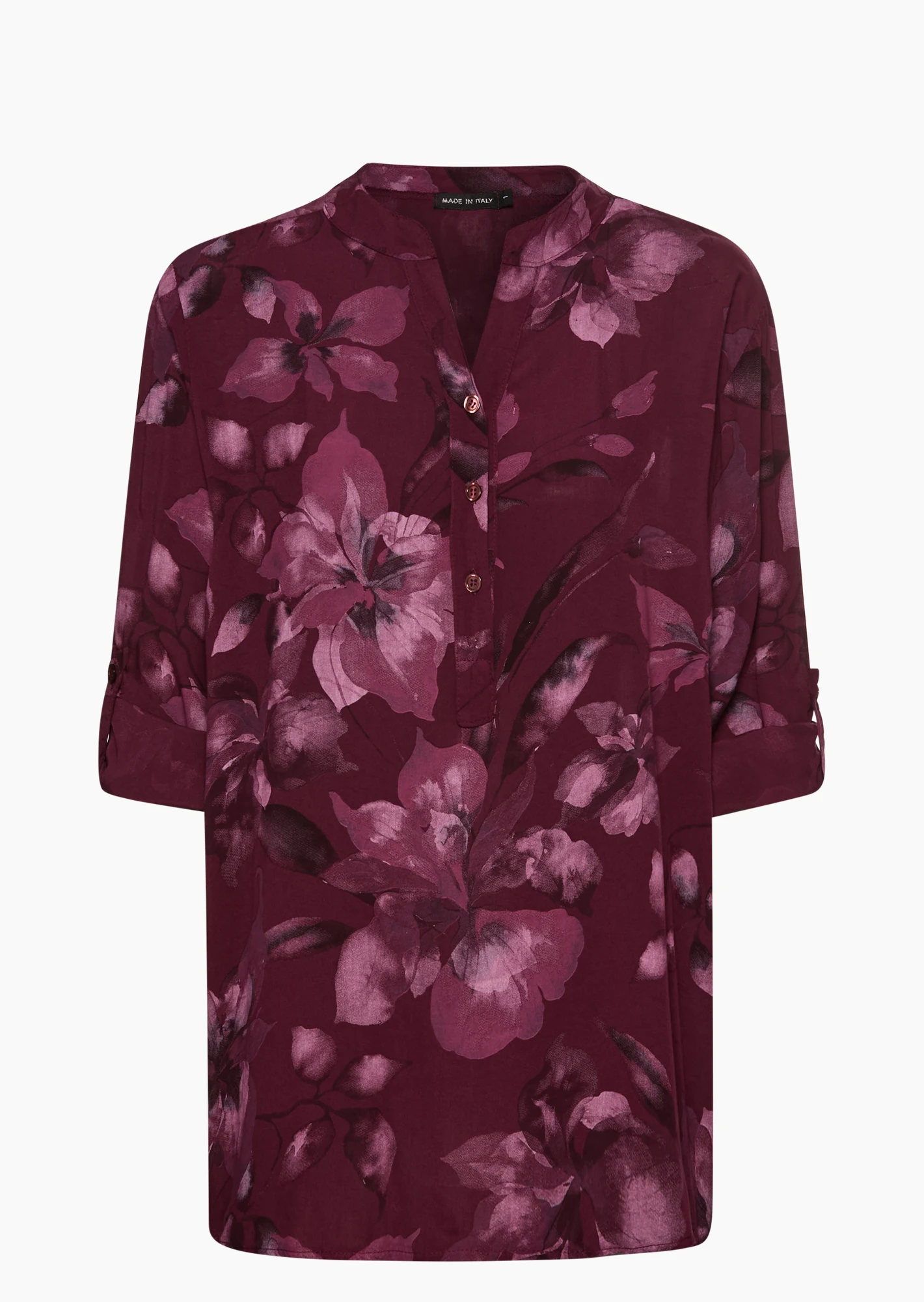 Bluse im Alloverprint, burgund