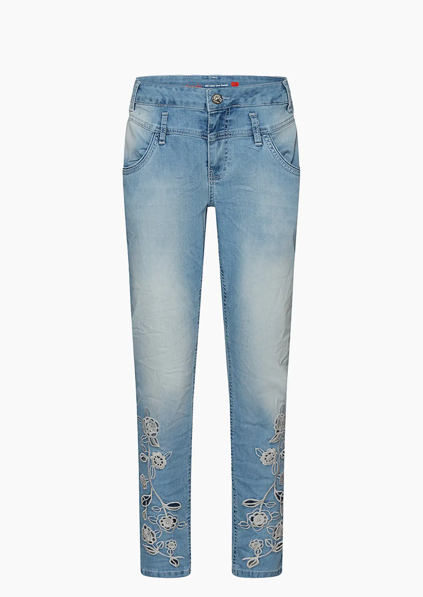 Jeans mit Stickerei, light blue denim