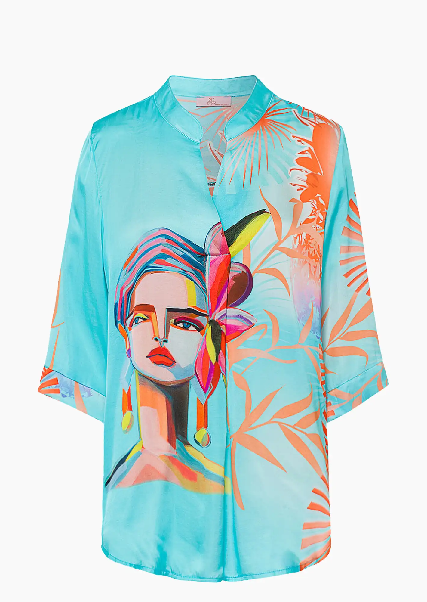 Satin-Bluse 'Frida', türkis