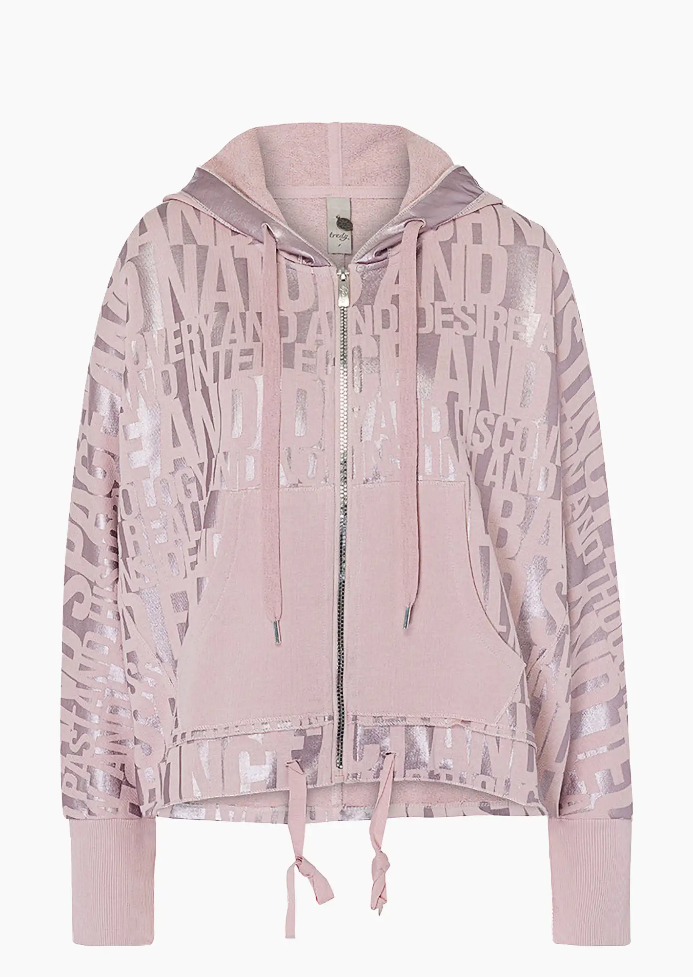 Sweatjacke mit Lettering, rosenholz