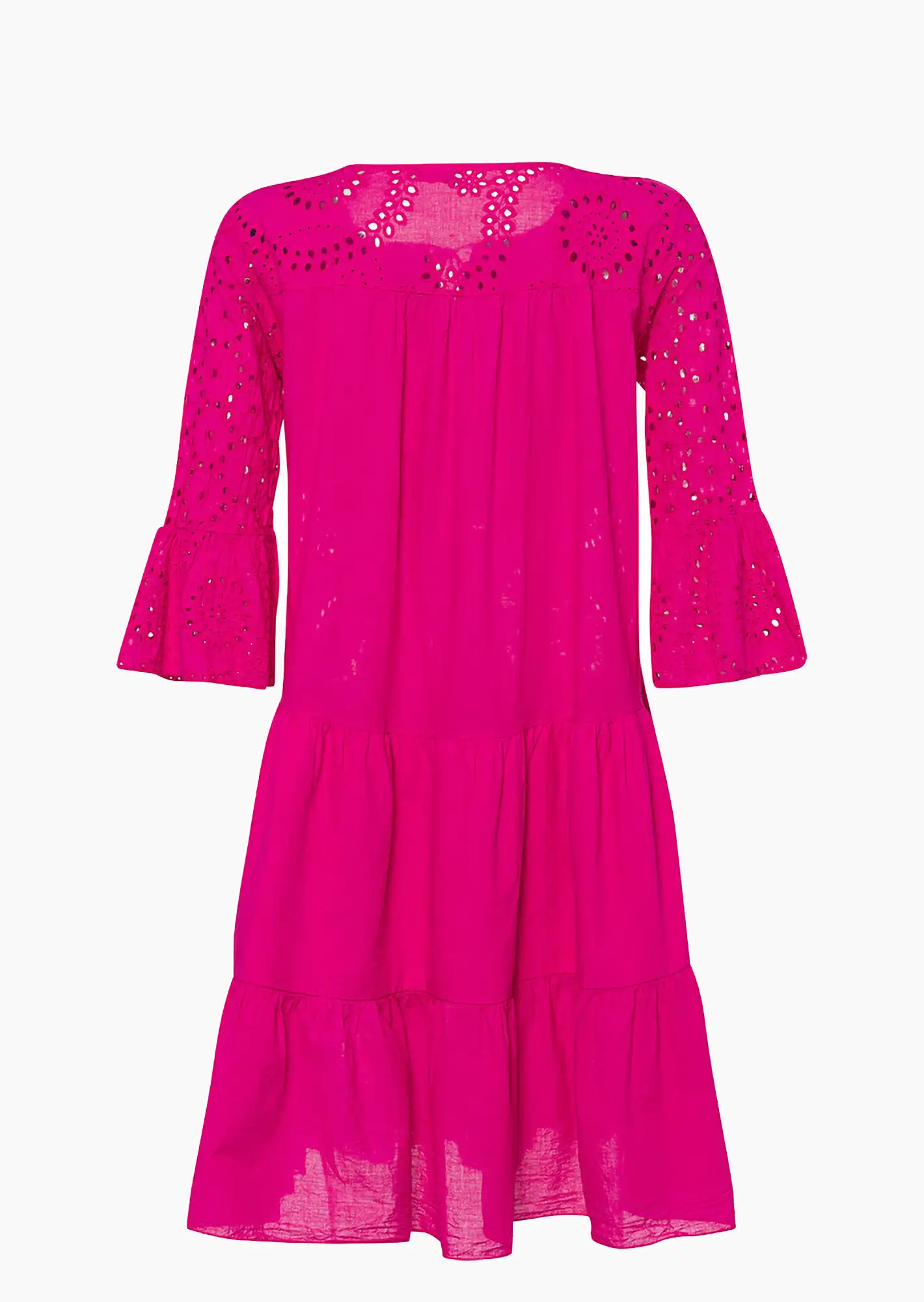 Kleid mit Lochstickerei, very berry