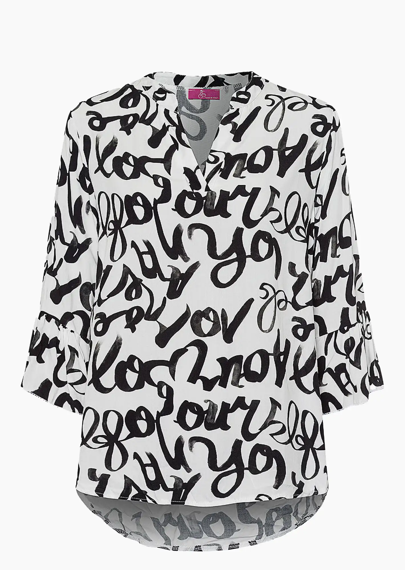 Bluse mit Lettering, weiß