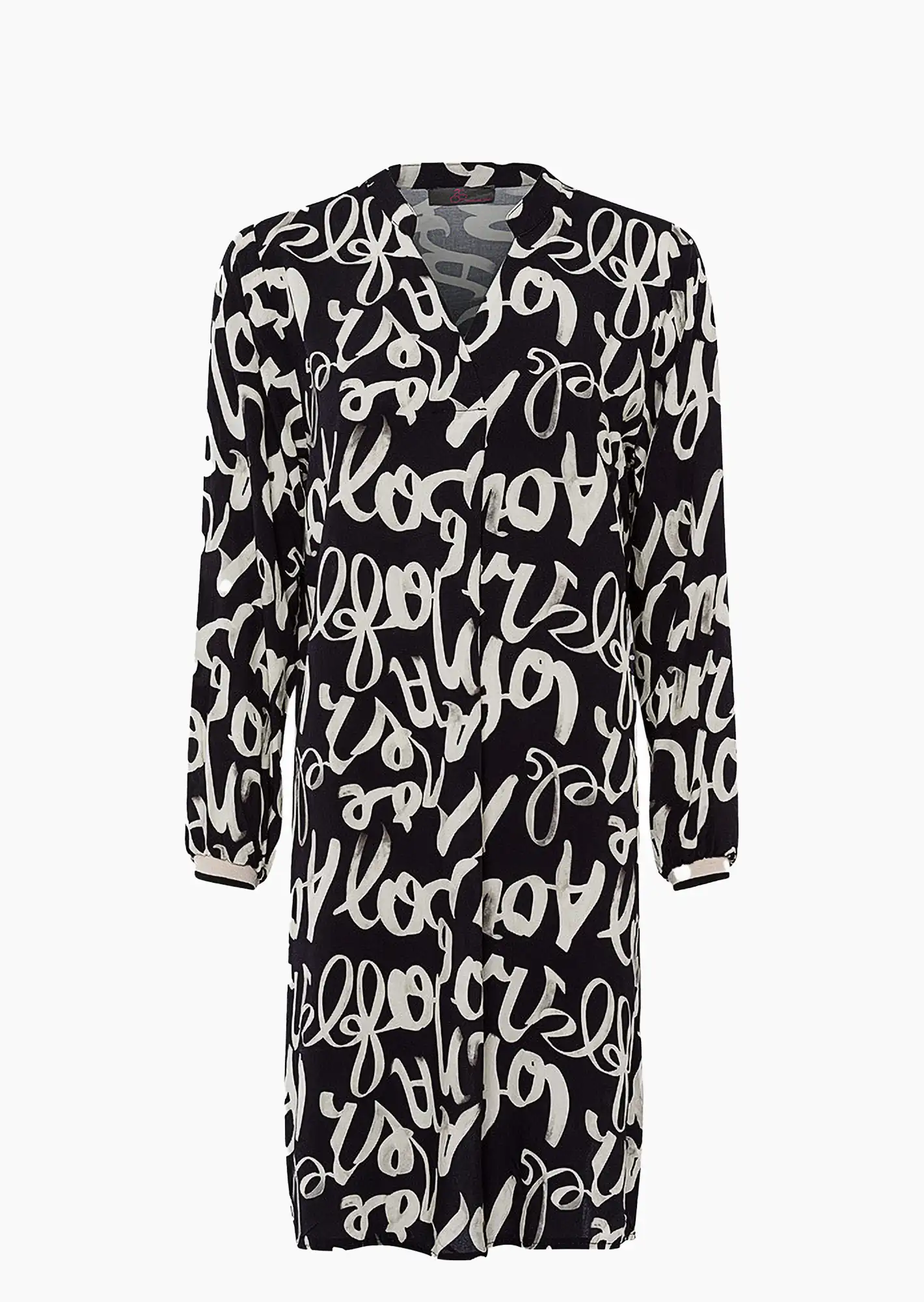 Kleid mit Lettering, schwarz-beige