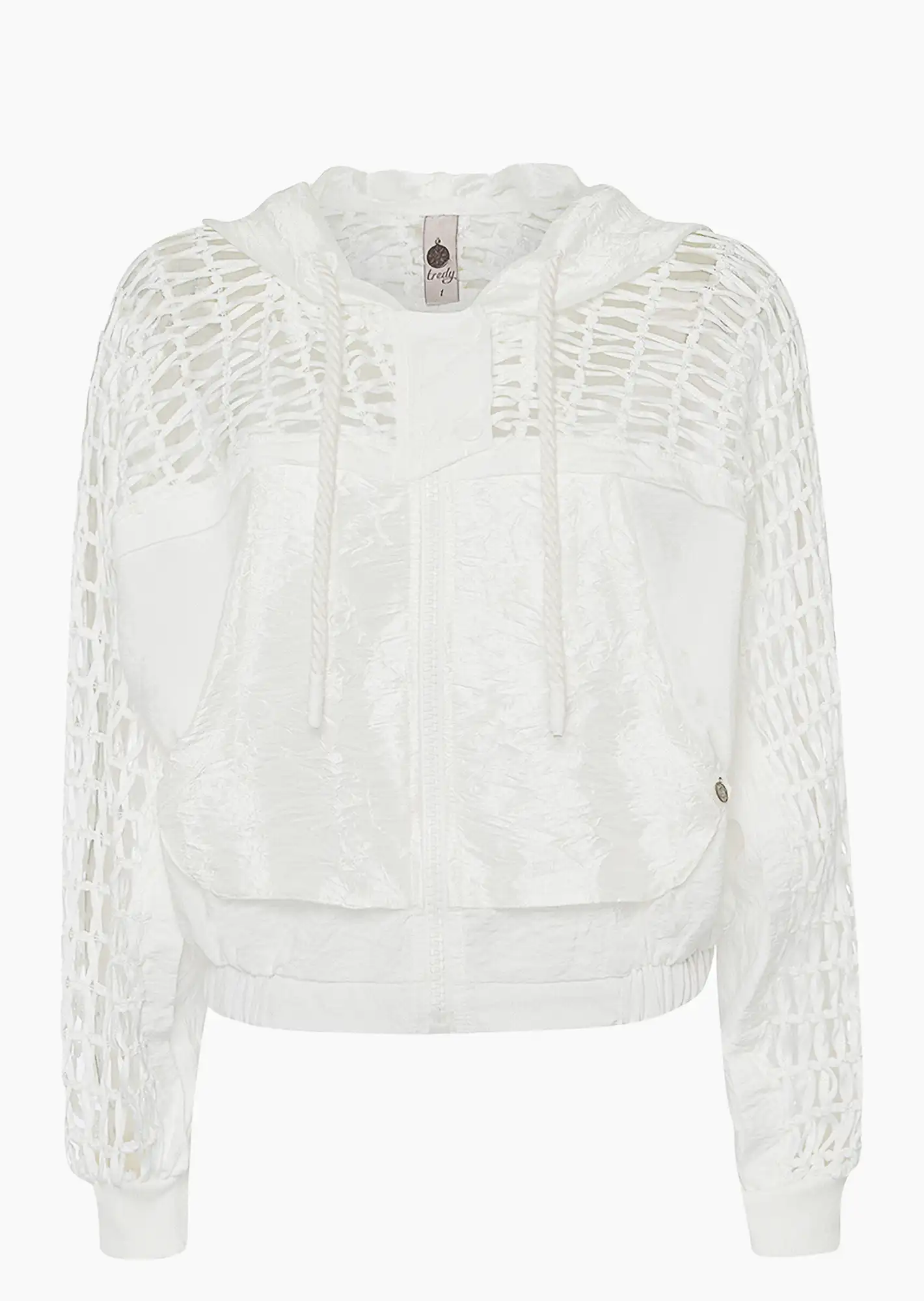 Jacke in grobem Netz, offwhite