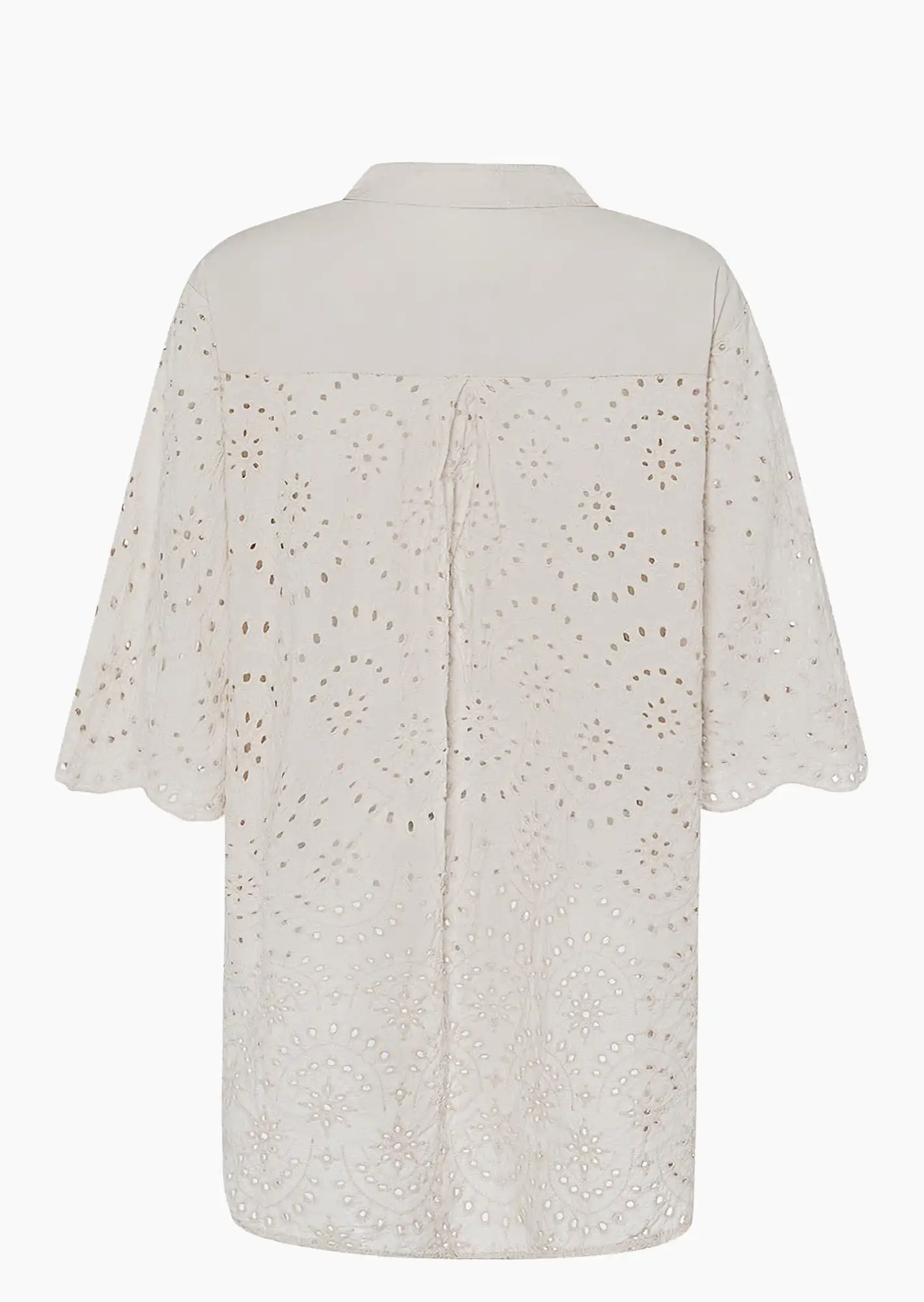 Bluse mit Lochstickerei, crema
