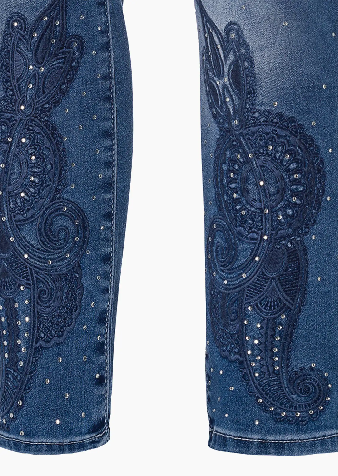 Jeggings mit Stickerei, blue denim