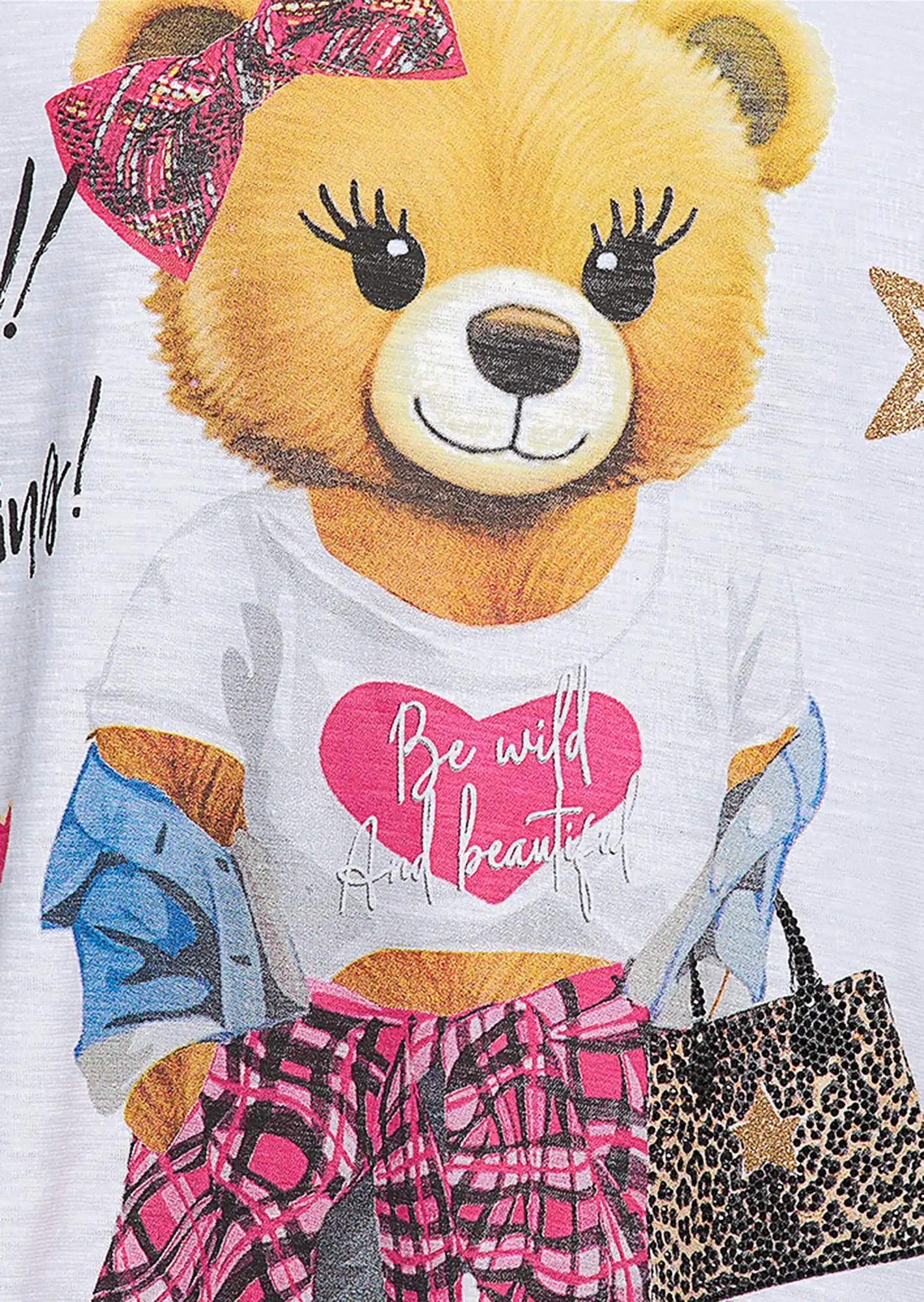 Shirt 'Girl Bear', weiß