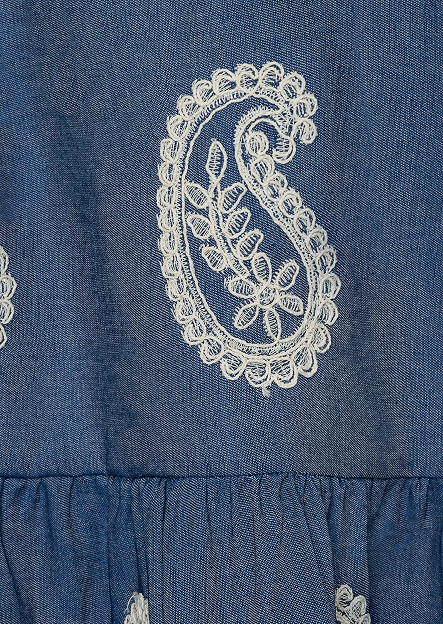 Bluse mit Stickerei, blue denim