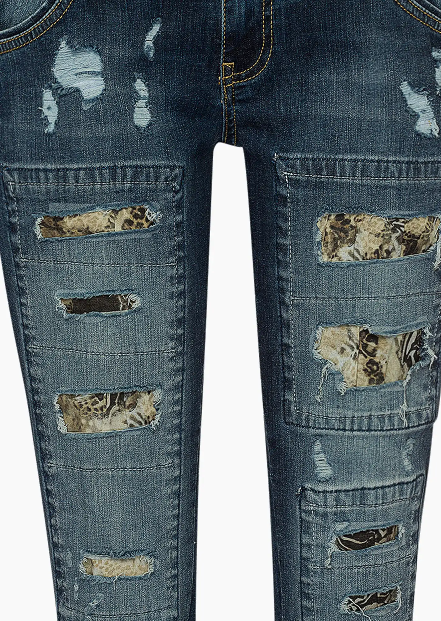 Jeans 'destroyed', blue denim