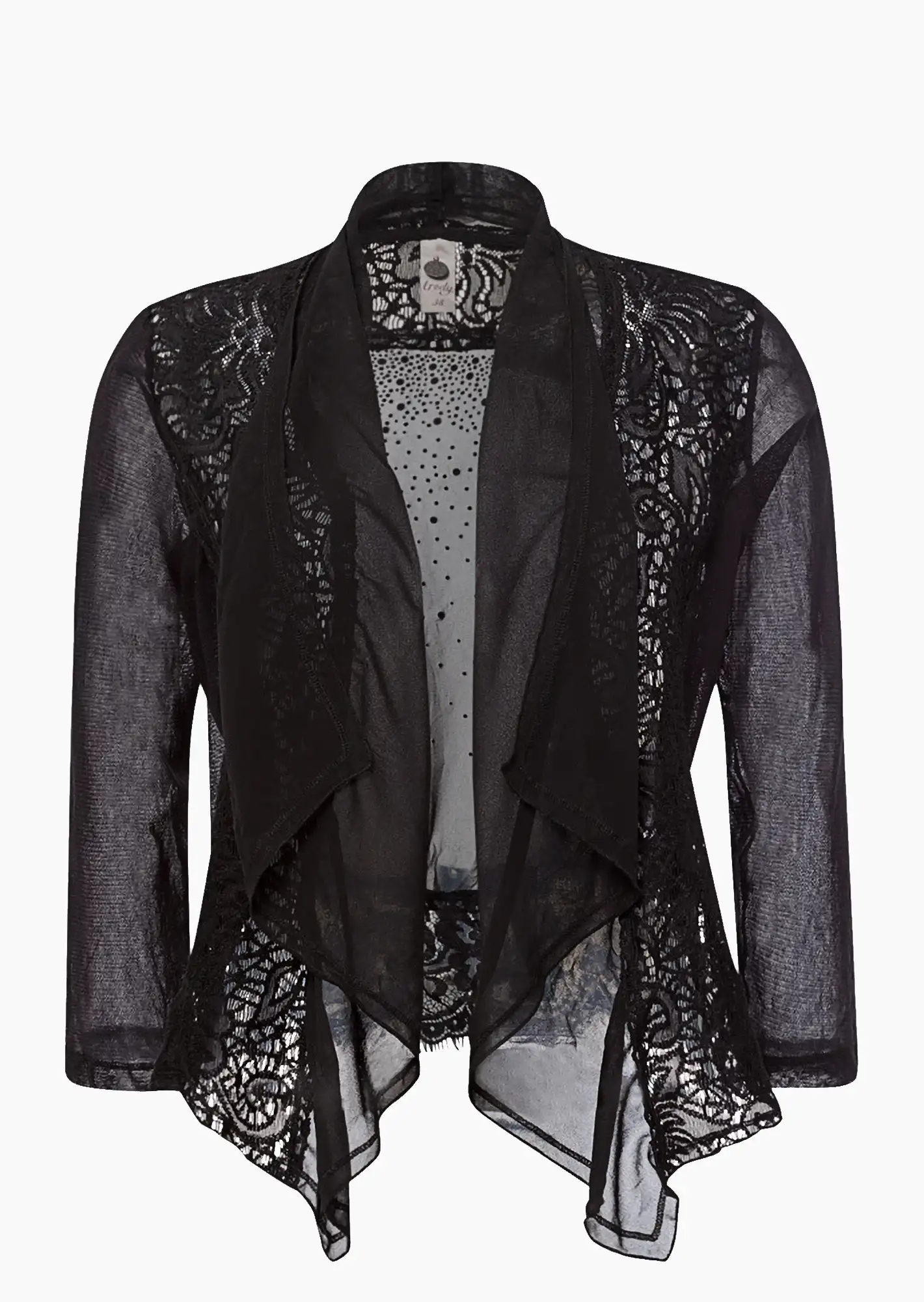 Shirt-Jacke mit Spitze, schwarz