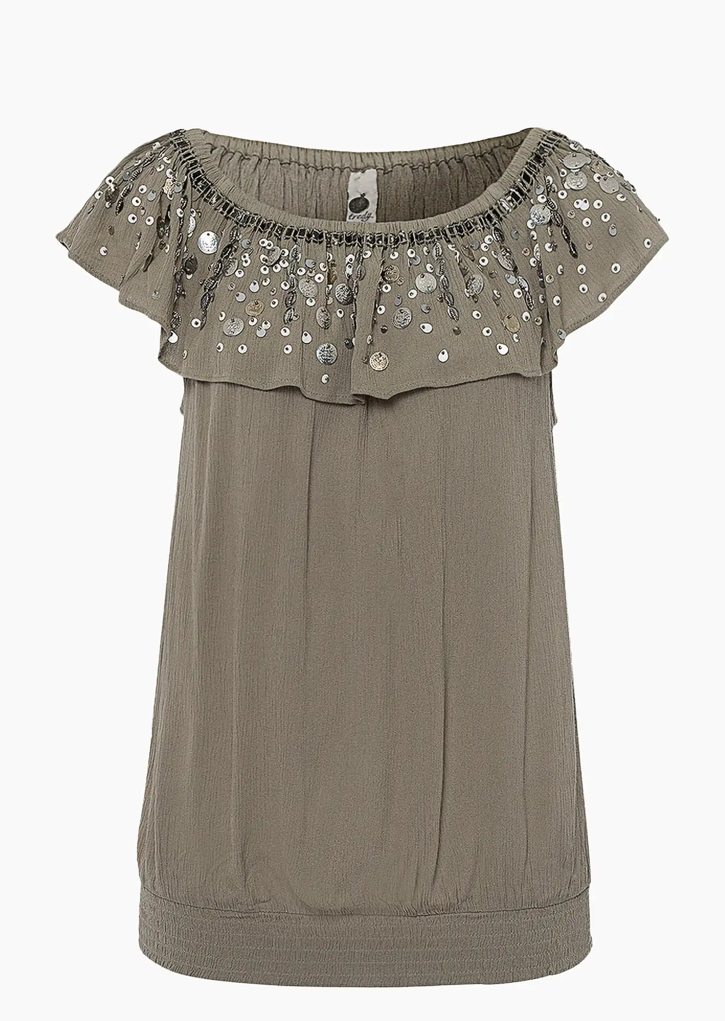 Bluse mit Pailletten, salbei