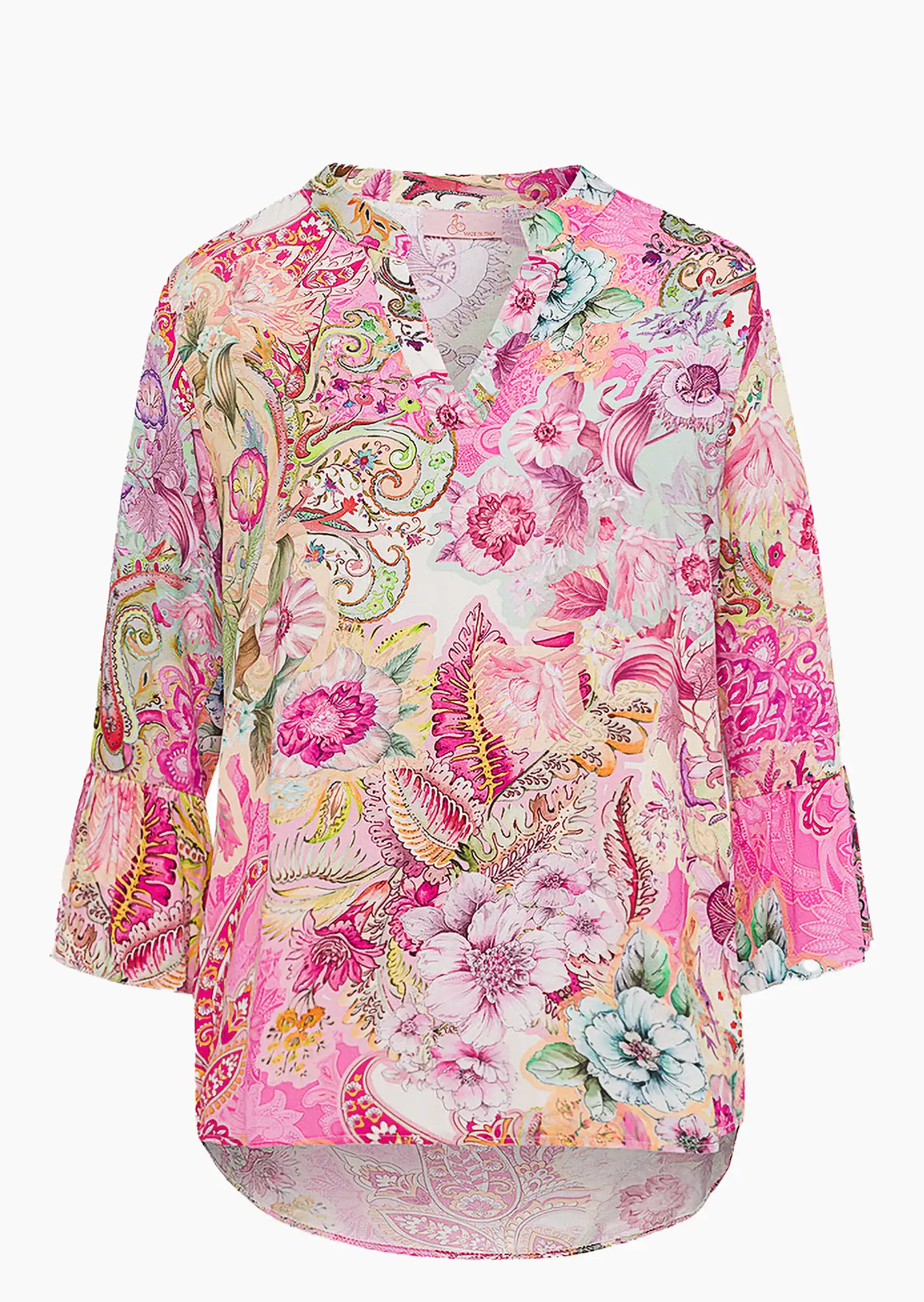Bluse im floralen Alloverprint, pink