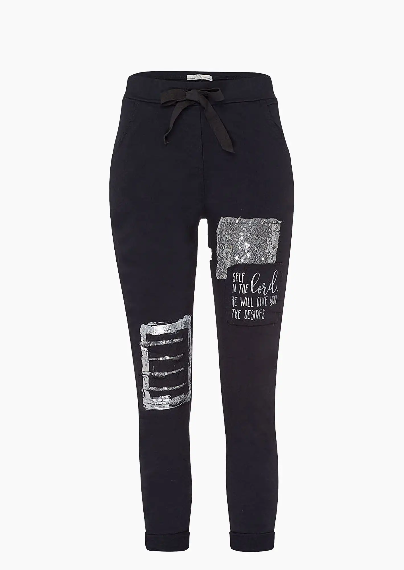 Joggpants mit Pailletten, navy