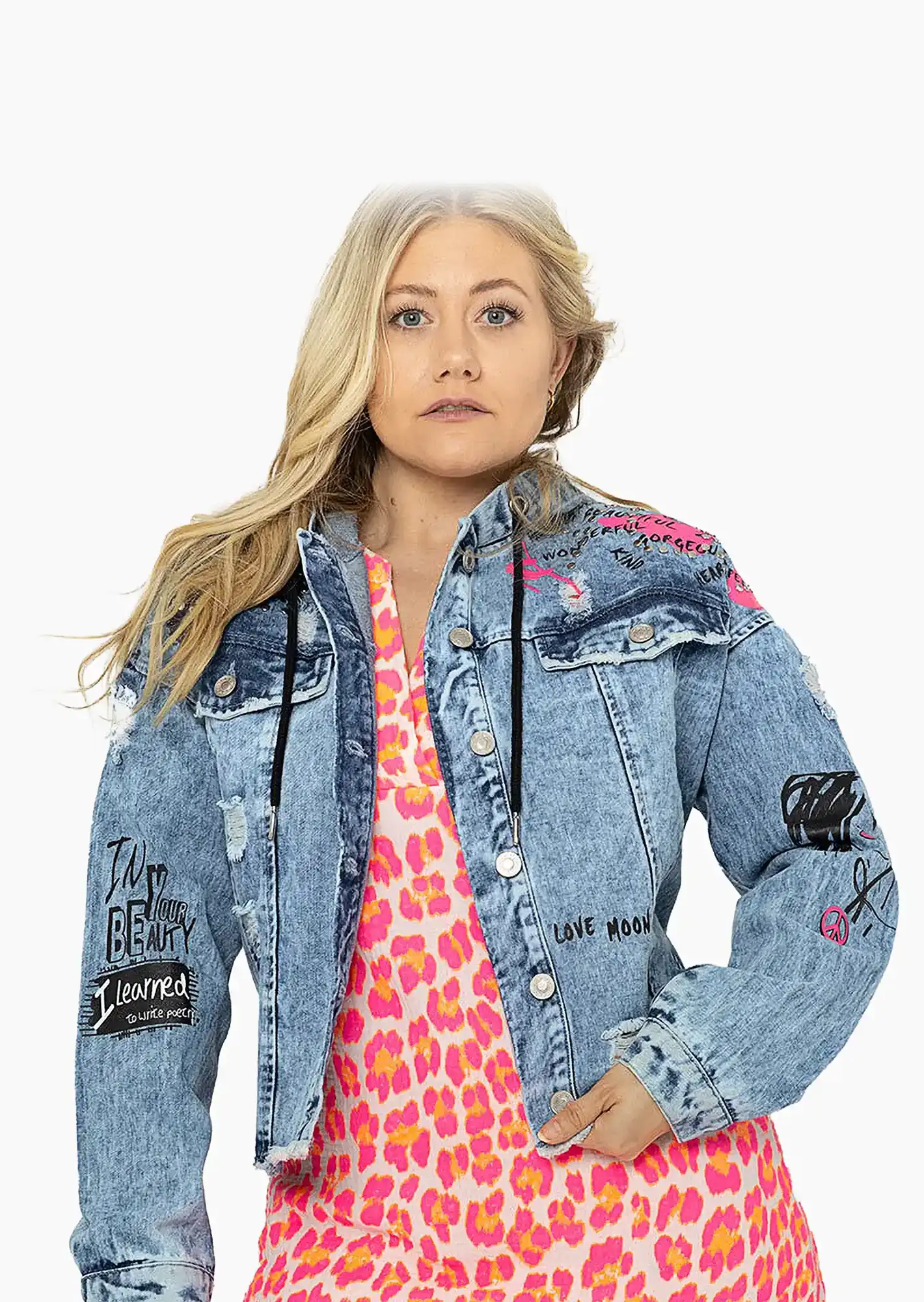 Jeansjacke 'PEACE', blue denim