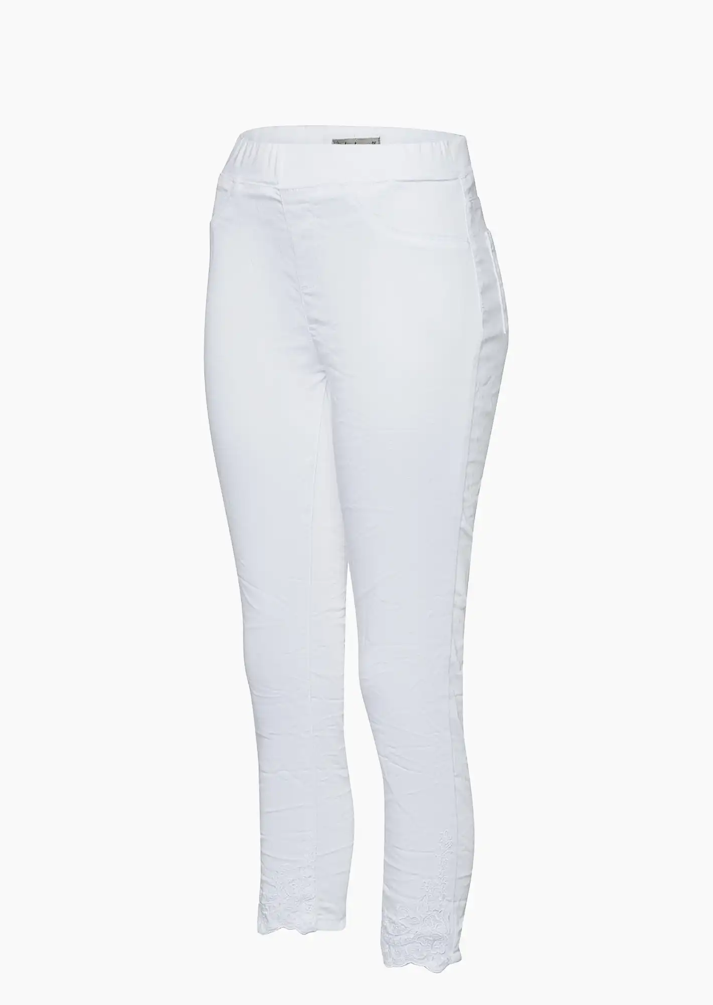 Jeggings mit Stickerei, weiß