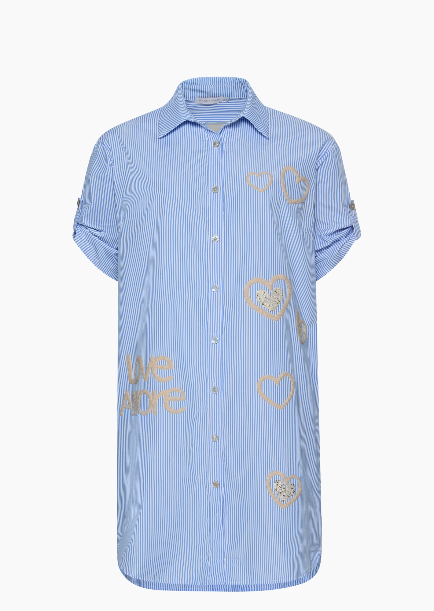Hemdblusenkleid, blau-weiß