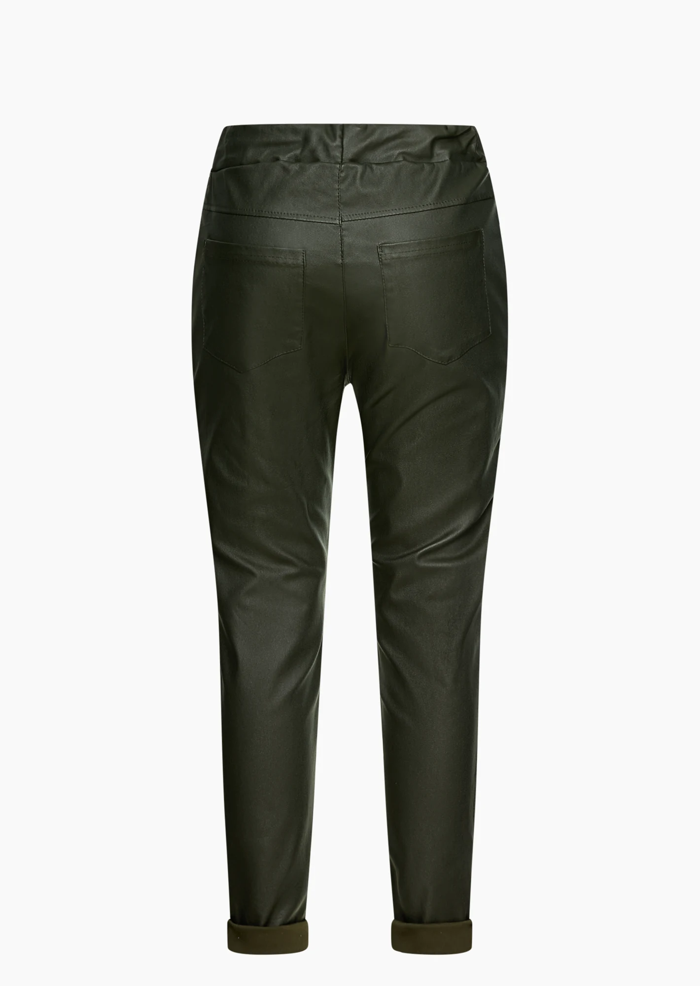 Joggpants in Leder-Optik, oliv