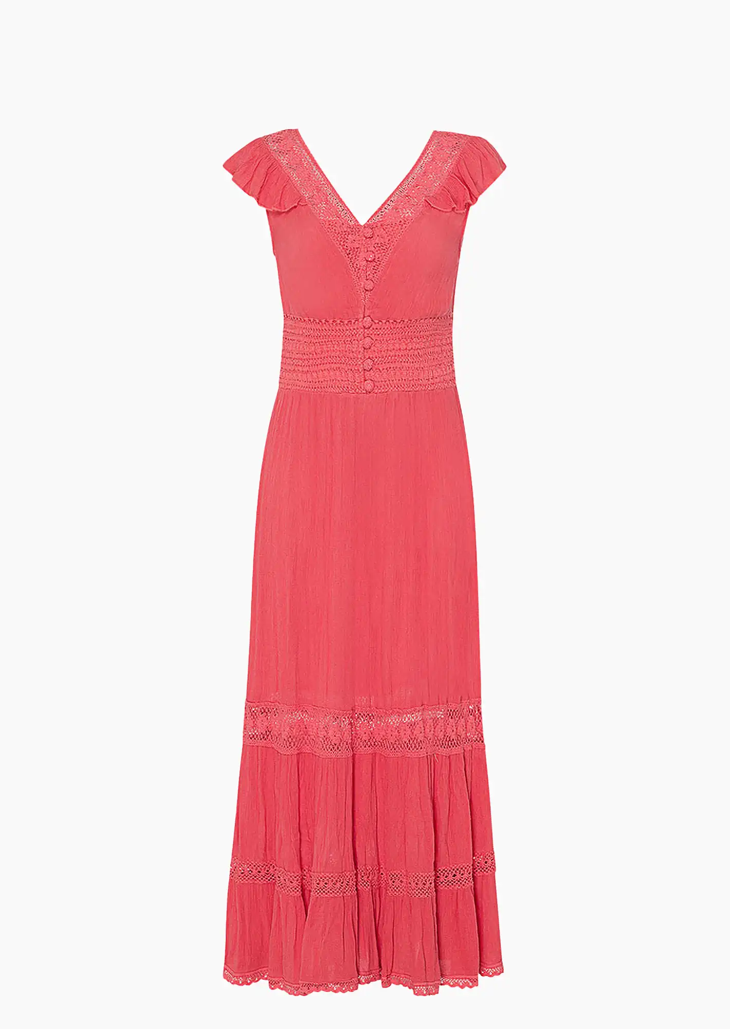 Kleid mit Häkelspitze, melon