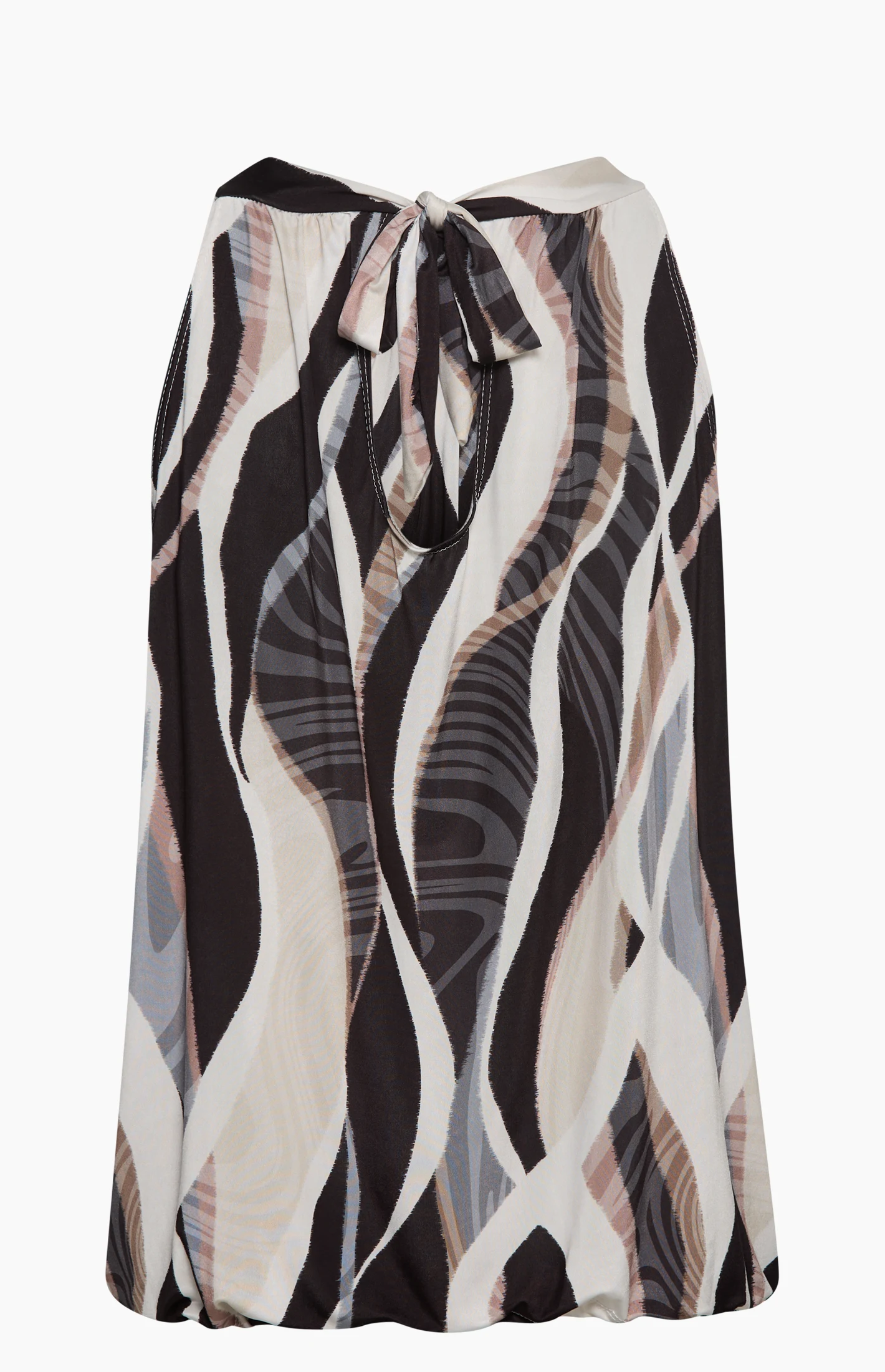Neckholdertop gemustert, schwarz-beige
