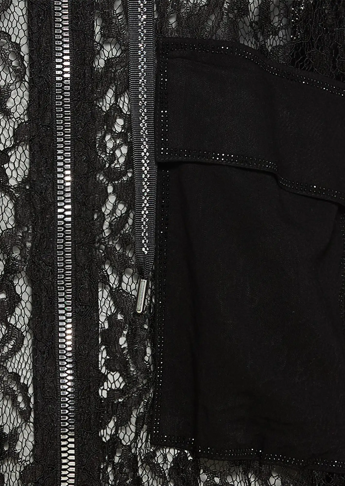 Shirtjacke aus Spitze, schwarz