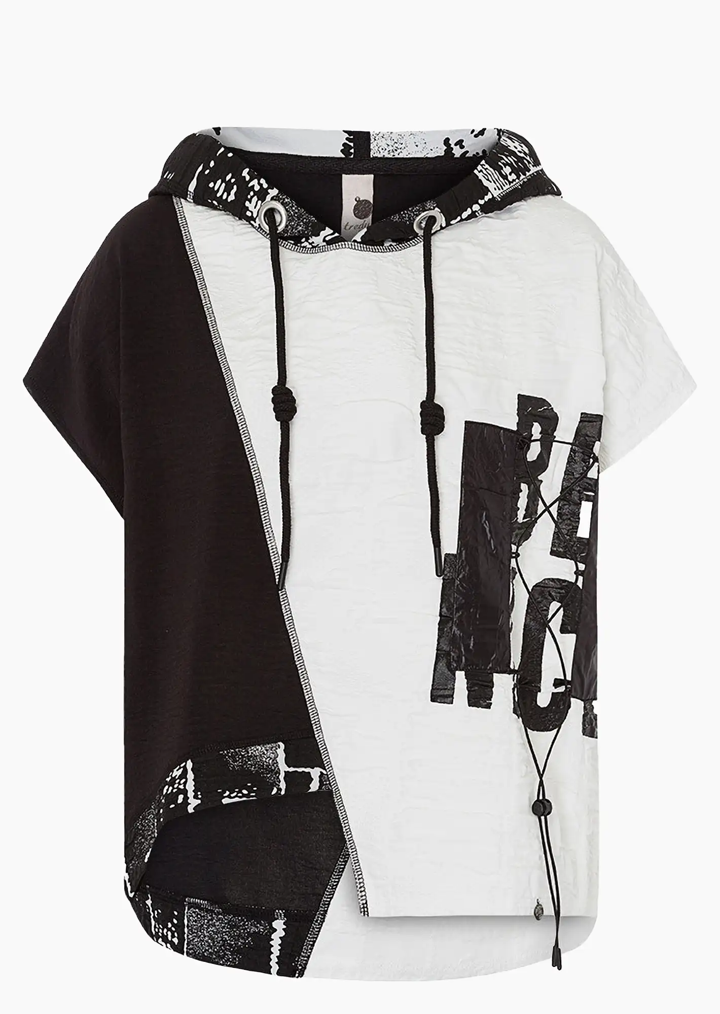Bluse 'Be nice', schwarz-offwhite