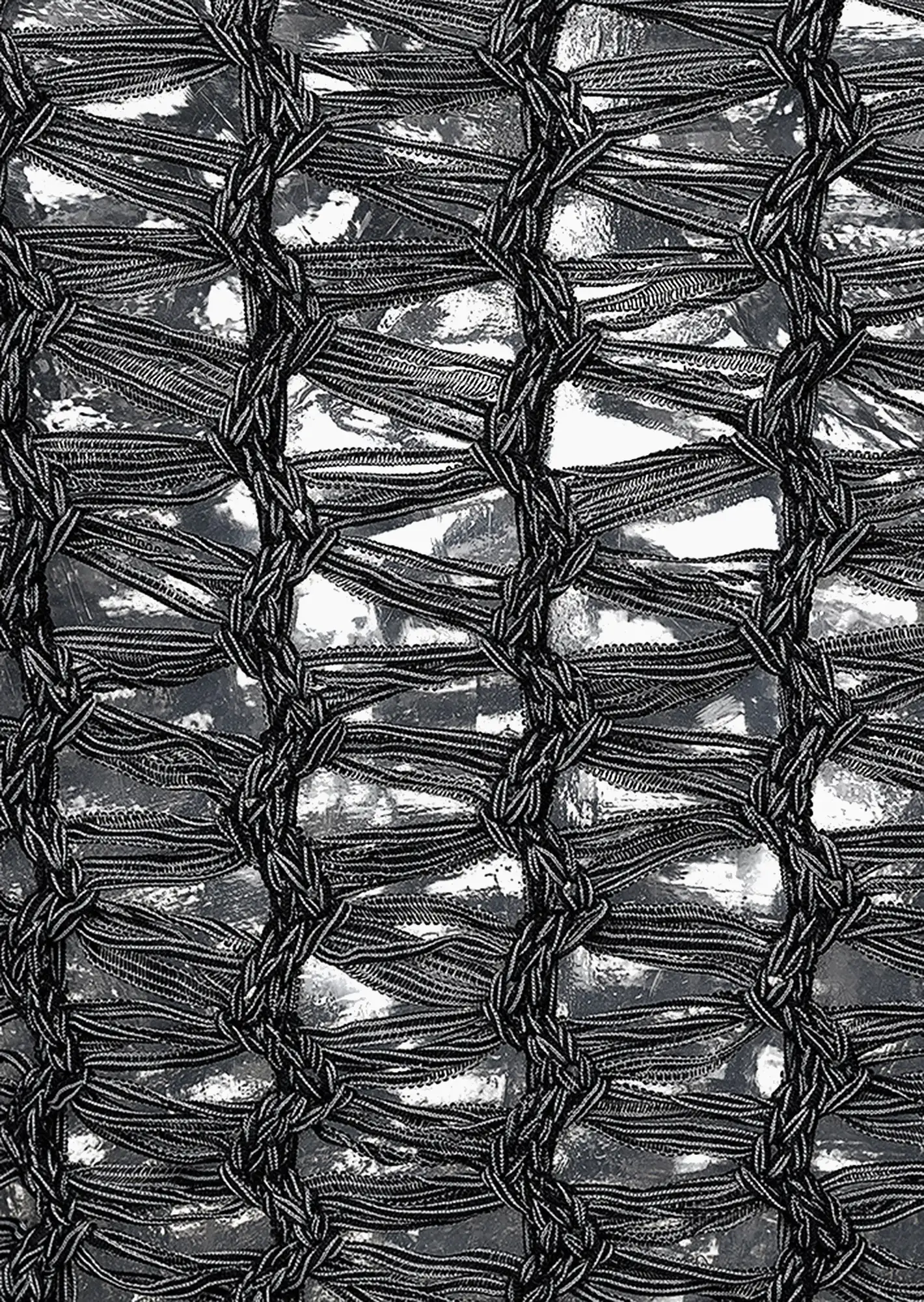 Lochstrickpullover, schwarz-melange