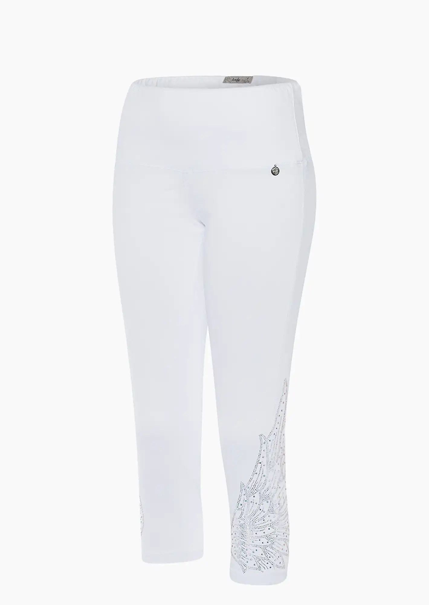 Capri-Leggings mit Ziersteinen, weiß