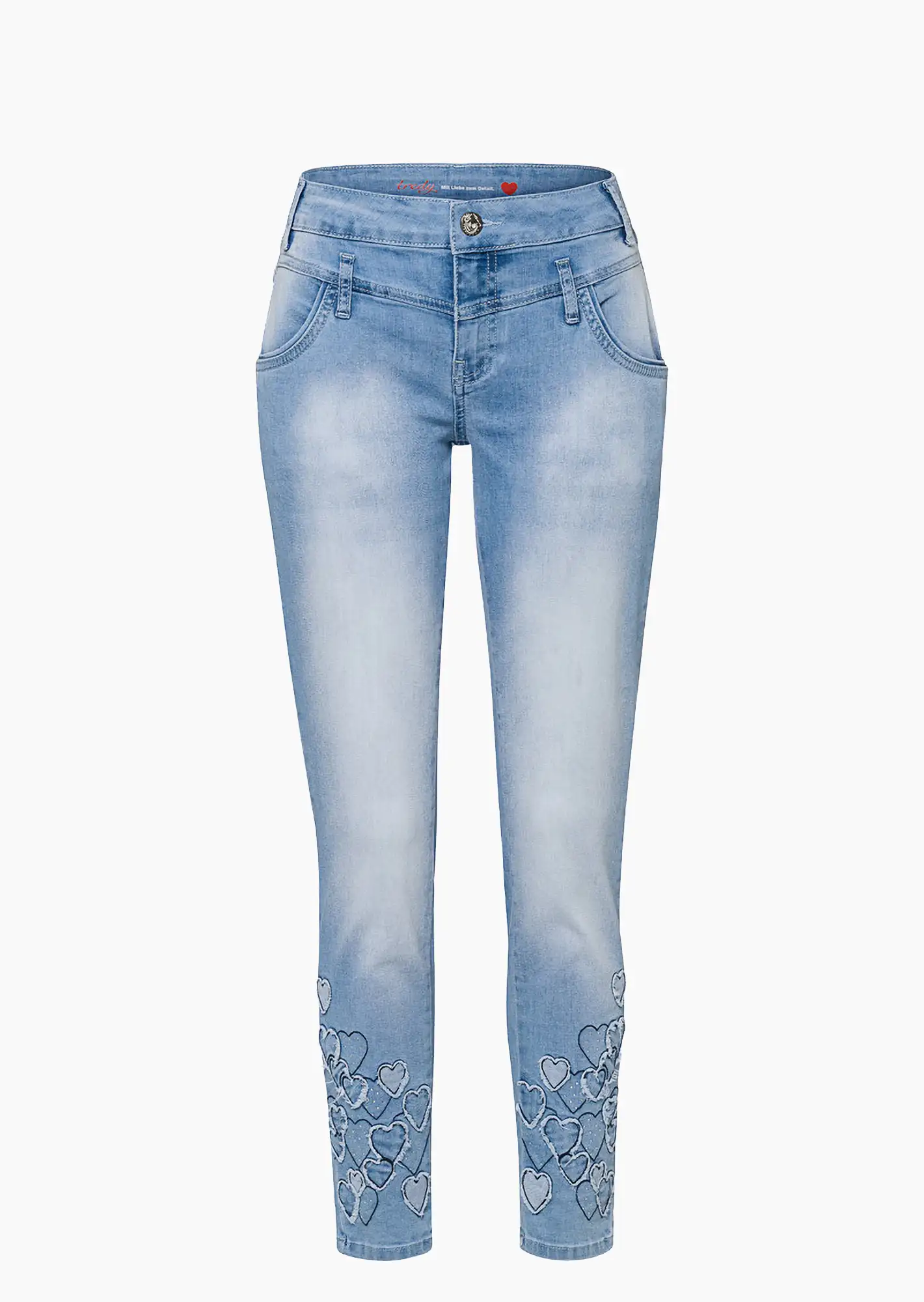 Jeans mit Herzen, light blue denim