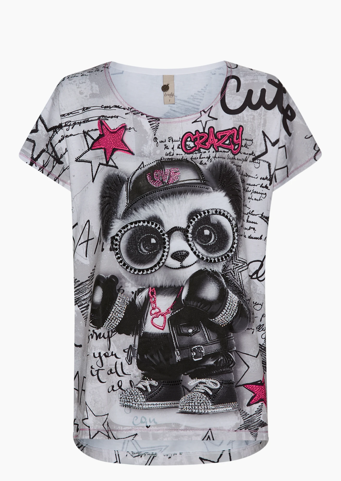 Shirt 'Crazy', schwarz-weiß