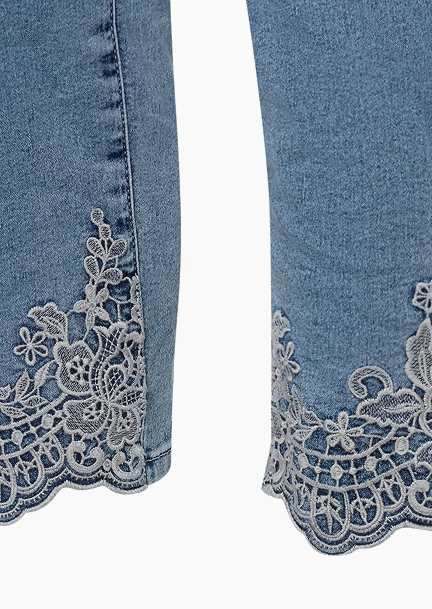 Jeggings mit Stickerei, light blue denim