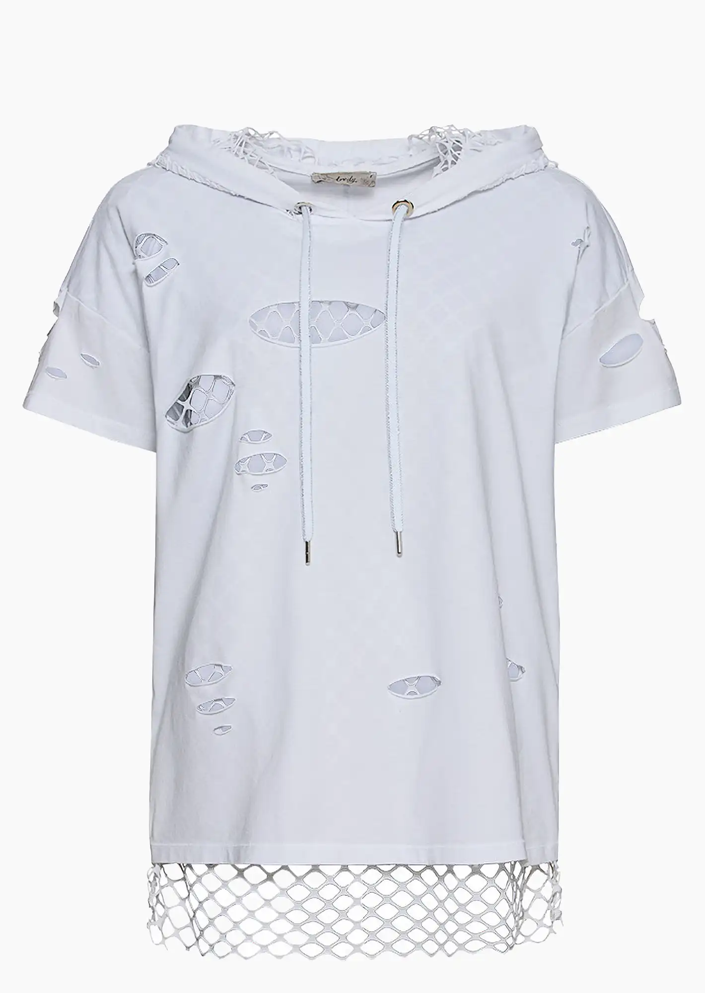 Shirt in Loch-Optik, weiß