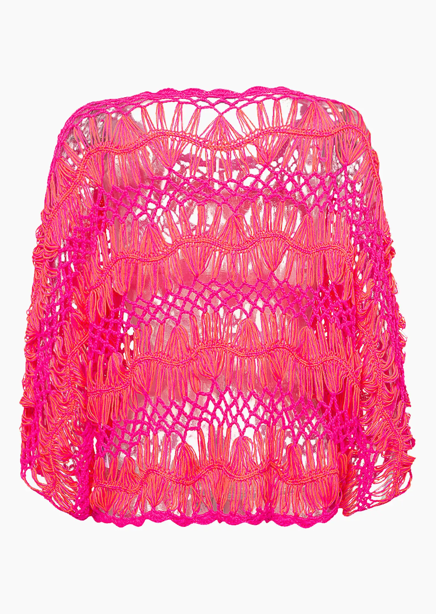 Crochet-Pullover 'Wellen', neon lobster