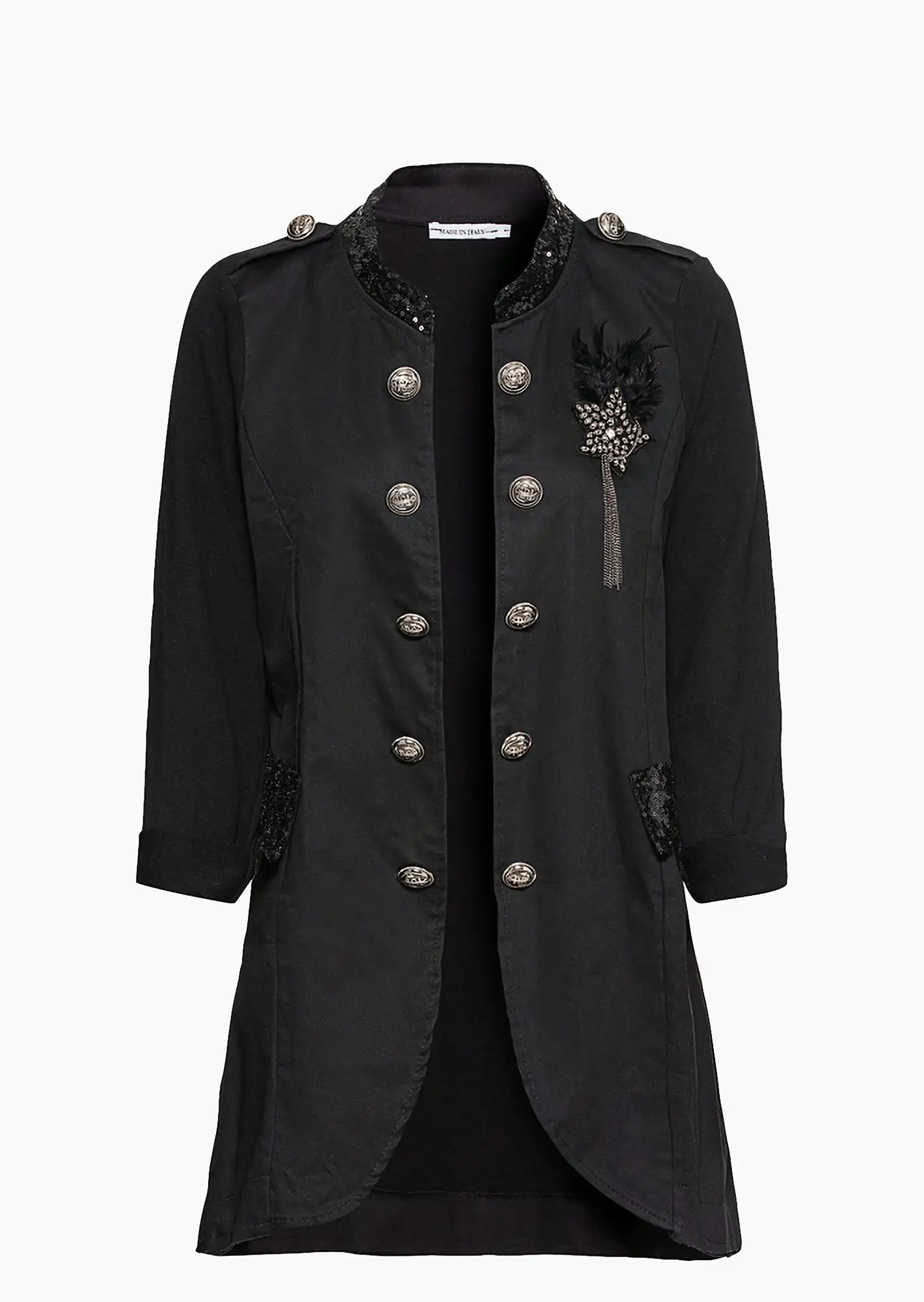 Blazer im Military-Style, schwarz