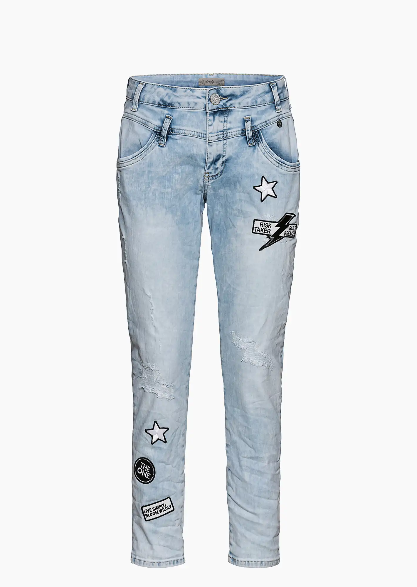 Jeans mit Patches, bleached denim