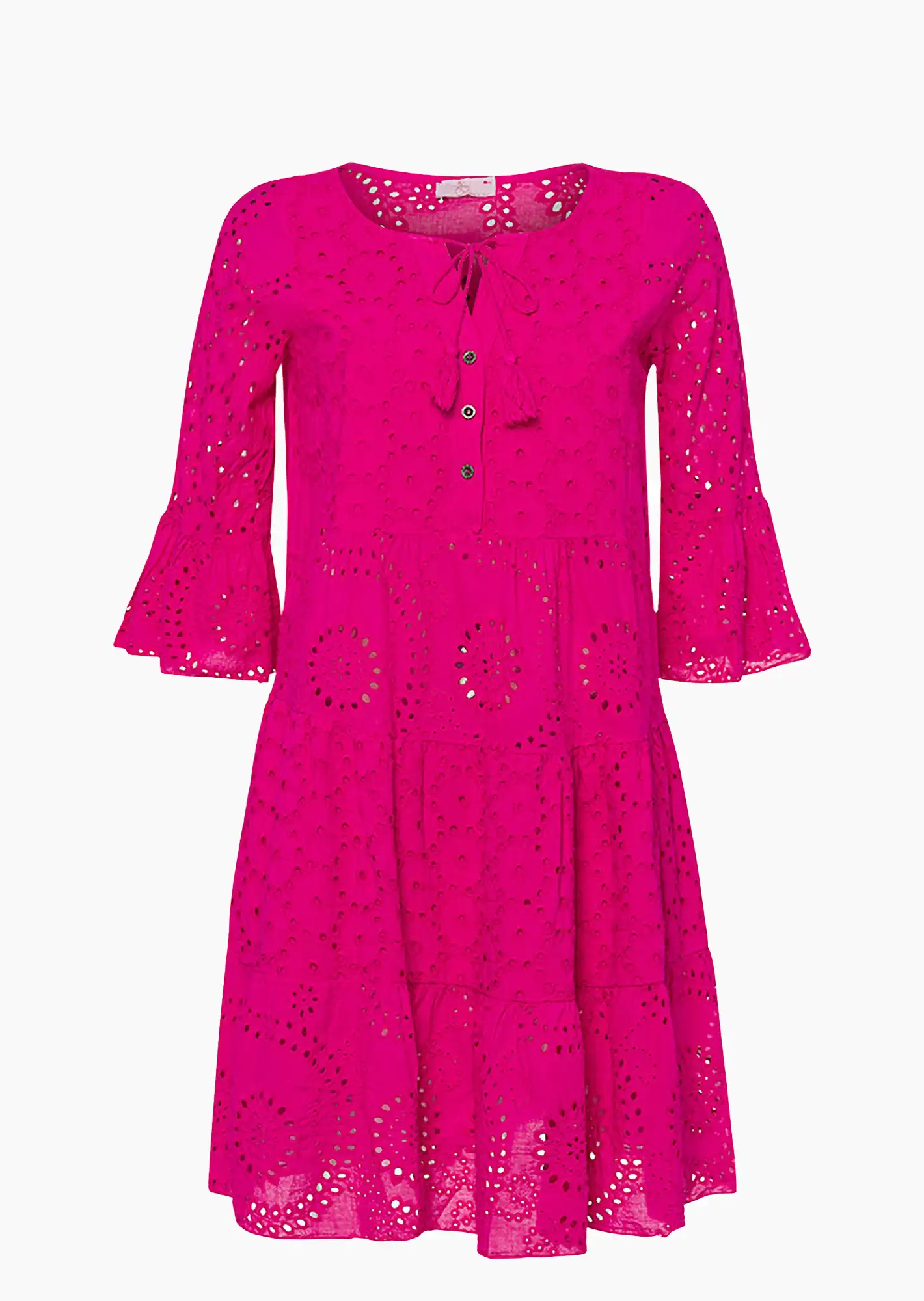 Kleid mit Lochstickerei, very berry